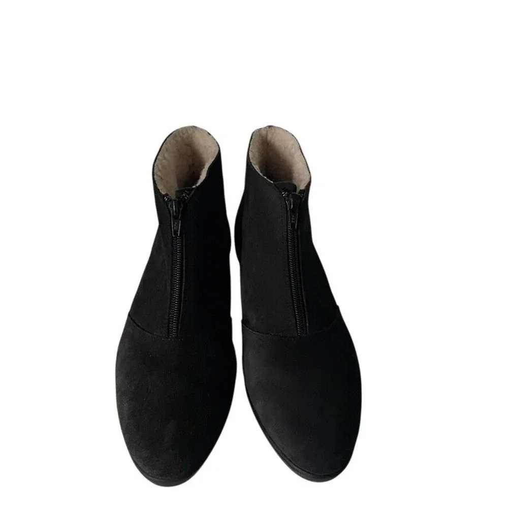 Airstep Women's Black Faux Suede Shearling Lined Wedge Ankle Zip Boots Size 9.5W